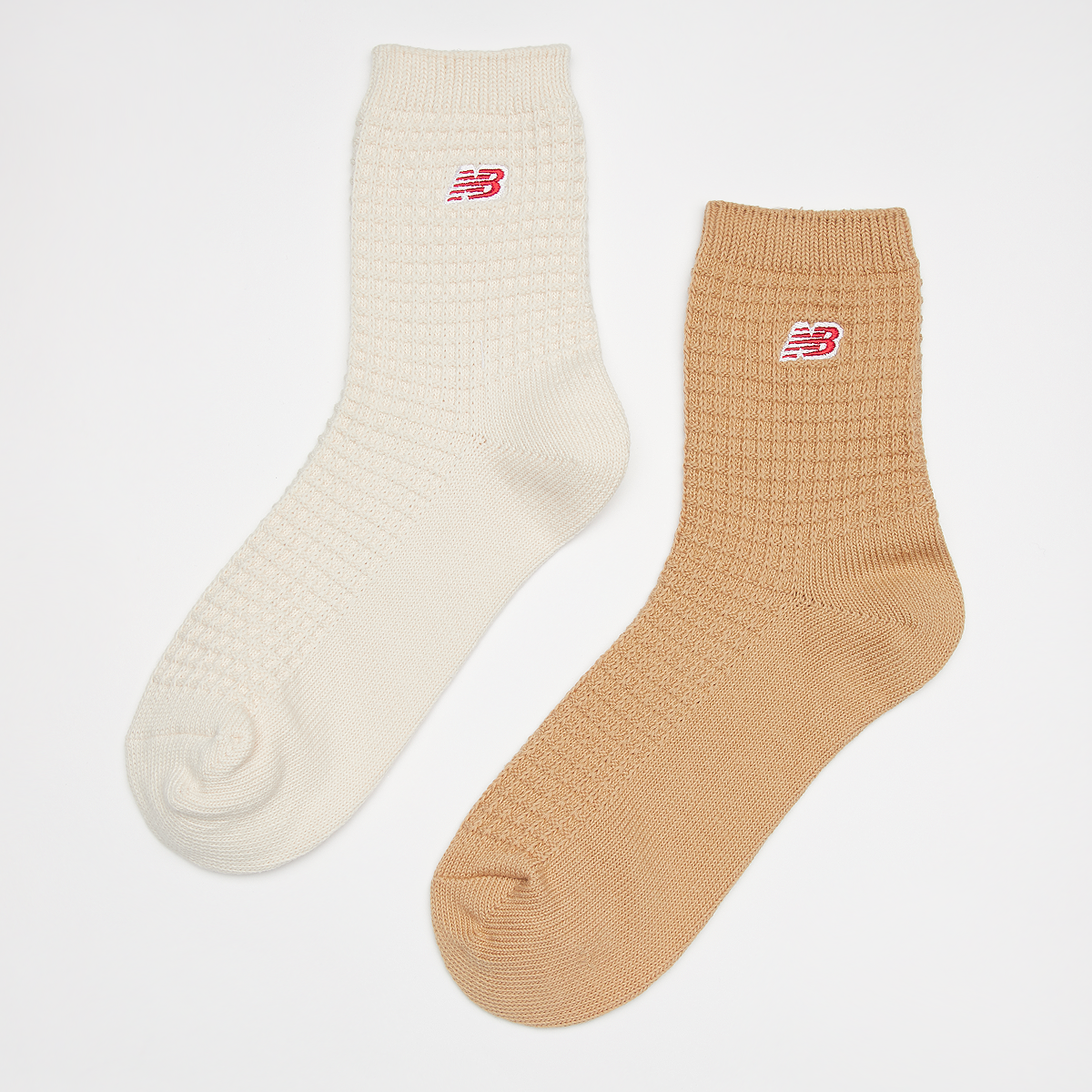 Waffle Knit Ankle Socks (2 Pack), New Balance, Accessoires, beige, brown, taille: 43-46