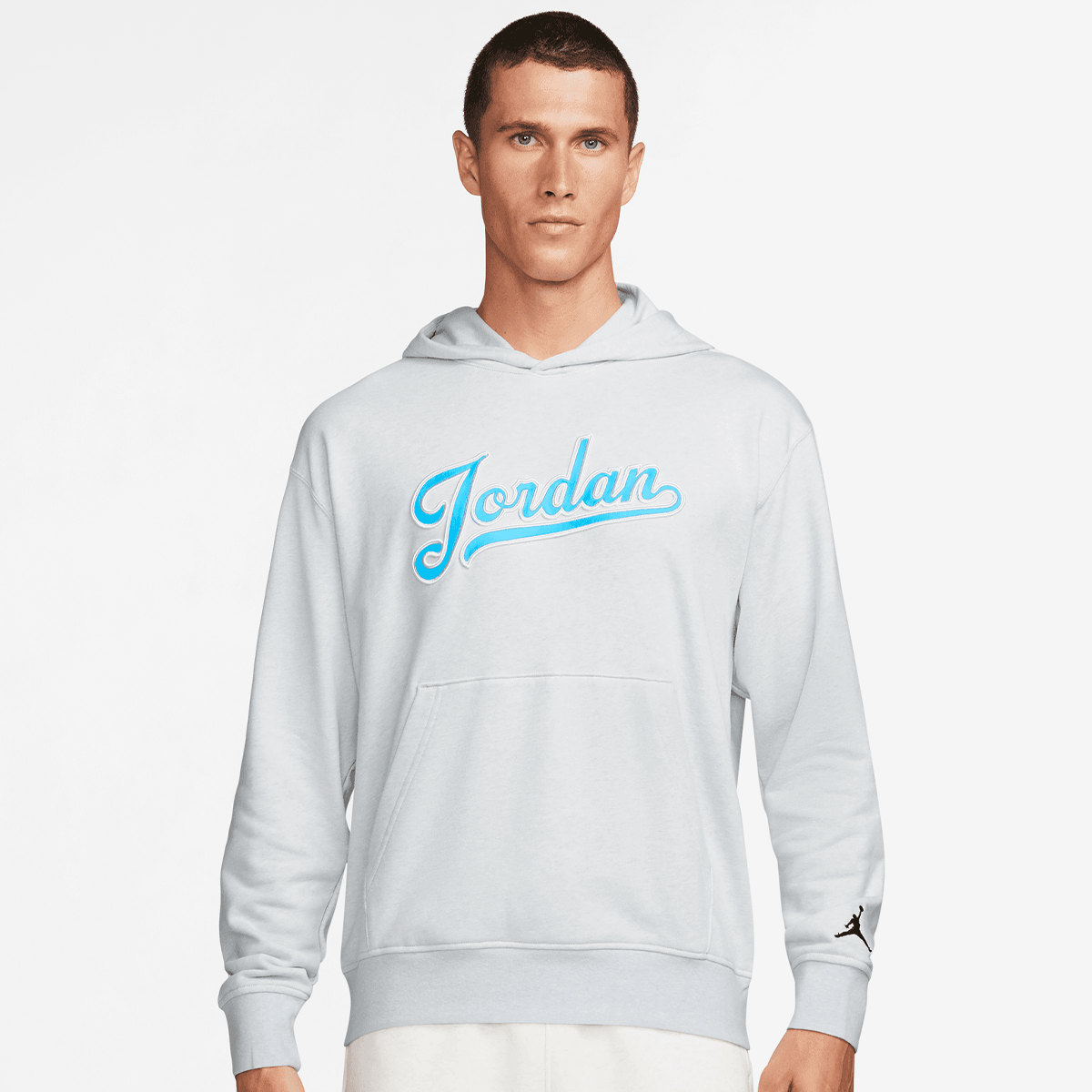 flight mvp men's fleece pullover hoodie, jordan, apparel, pure platinum/htr/black, taille: s