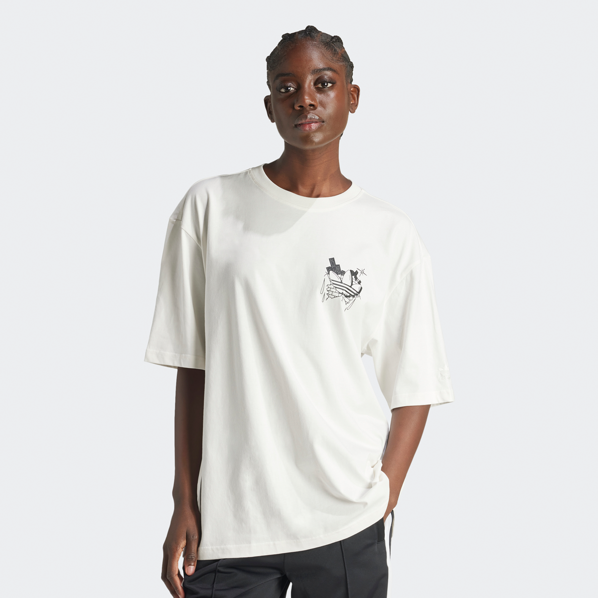 T-Shirt Graffiti Graphic, adidas Originals, Apparel, cloud white, taille: XS