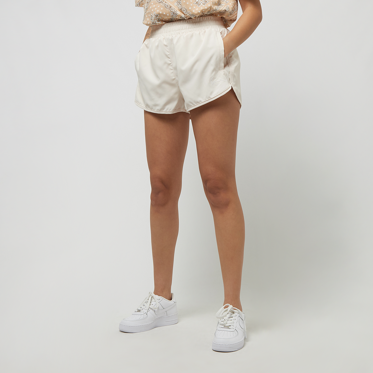 small signature woven track shorts, karl kani, apparel, off white, taille: xs