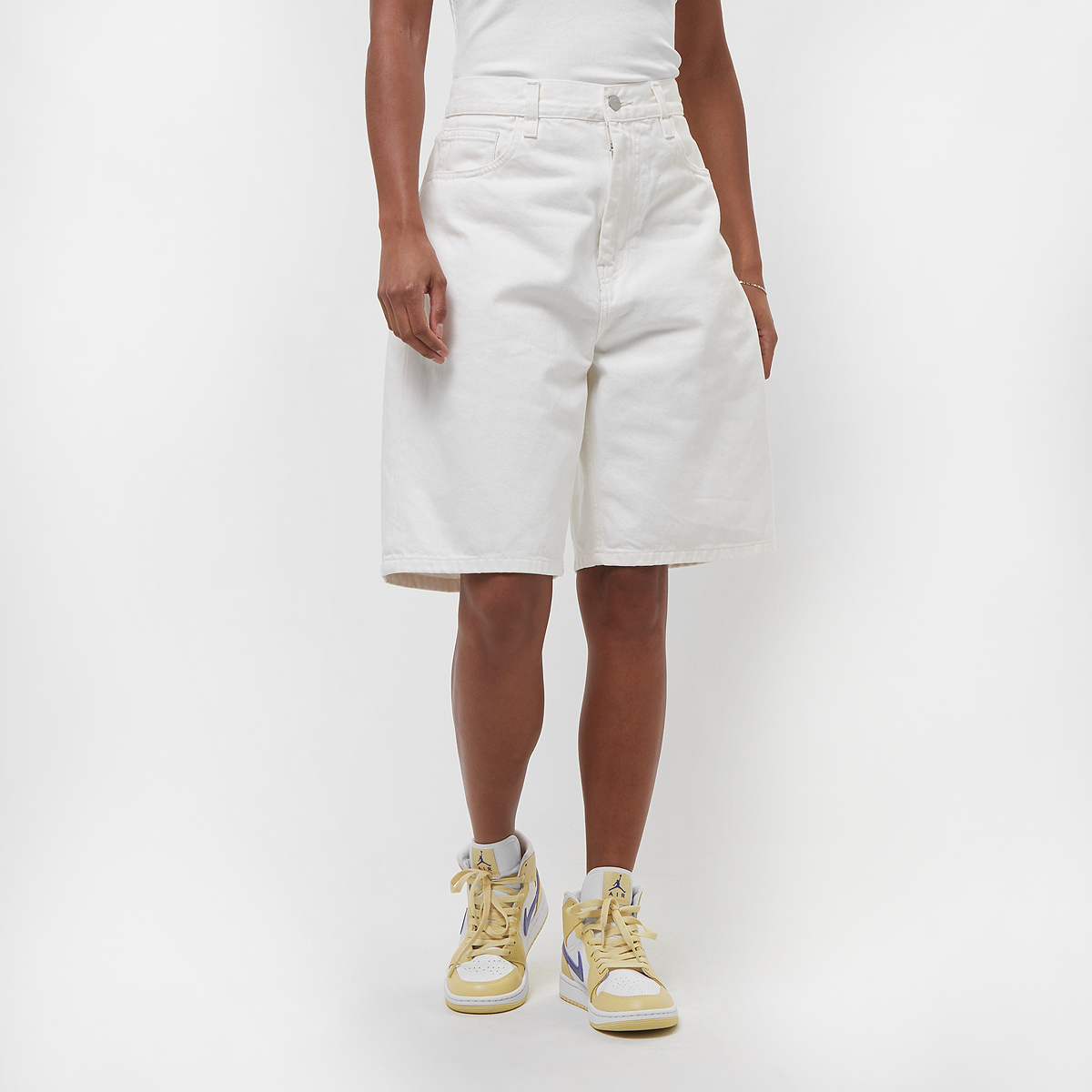 carhartt wip w' brandon short, shorts en jean, vêtements, rinsed white, taille: s, tailles disponibles:xs,s,m,l