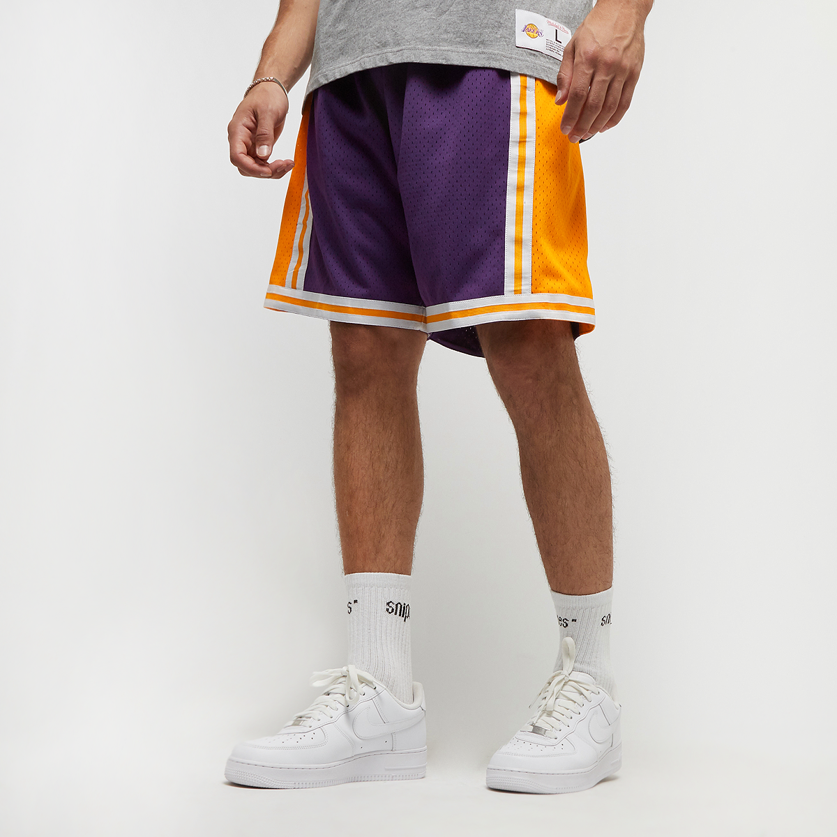 nba swingman shorts los angeles lakers, mitchell & ness, apparel, purple, taille: s