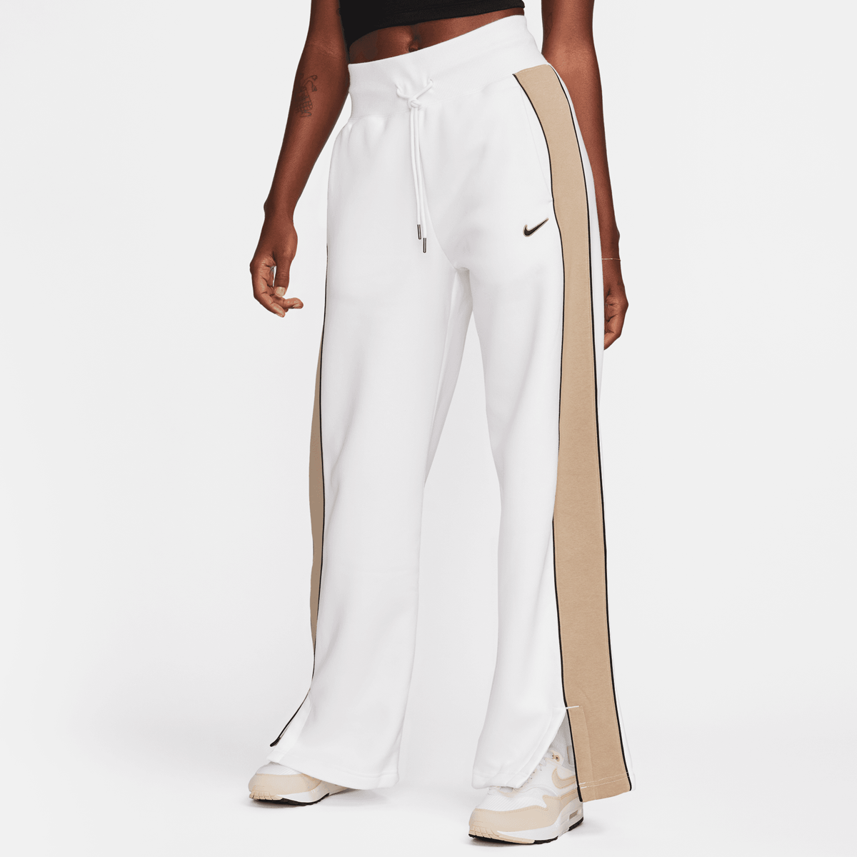 Sportswear Fleece Phoenix Pants Open Hem, NIKE, Apparel, white/khaki/black, taille: XS