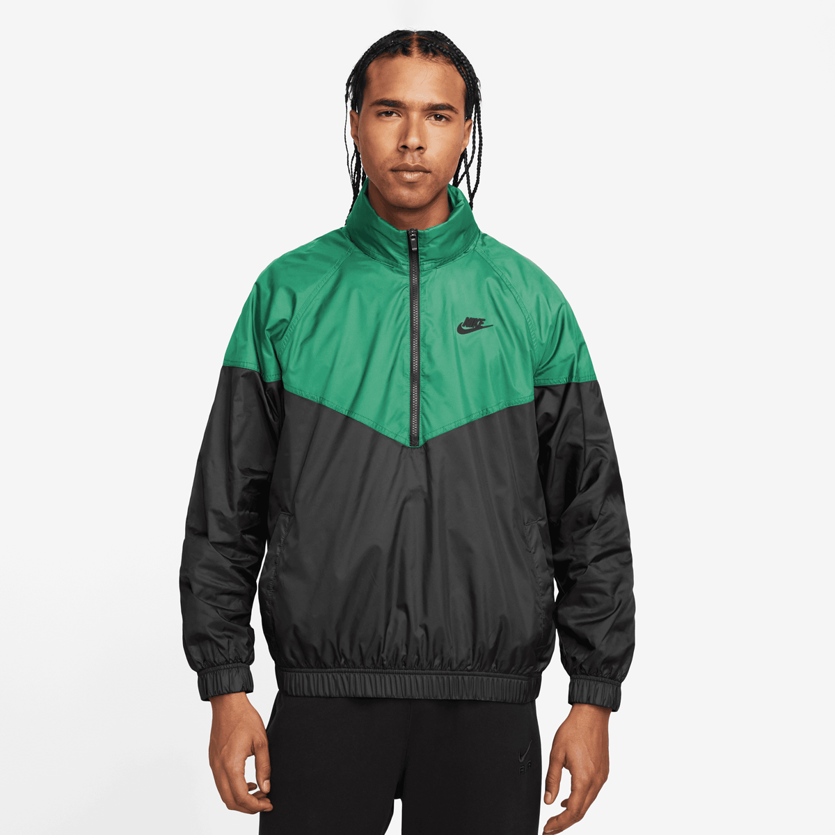 sportswear windrunner anorak jacket, nike, apparel, stadium green/black/black, taille: s