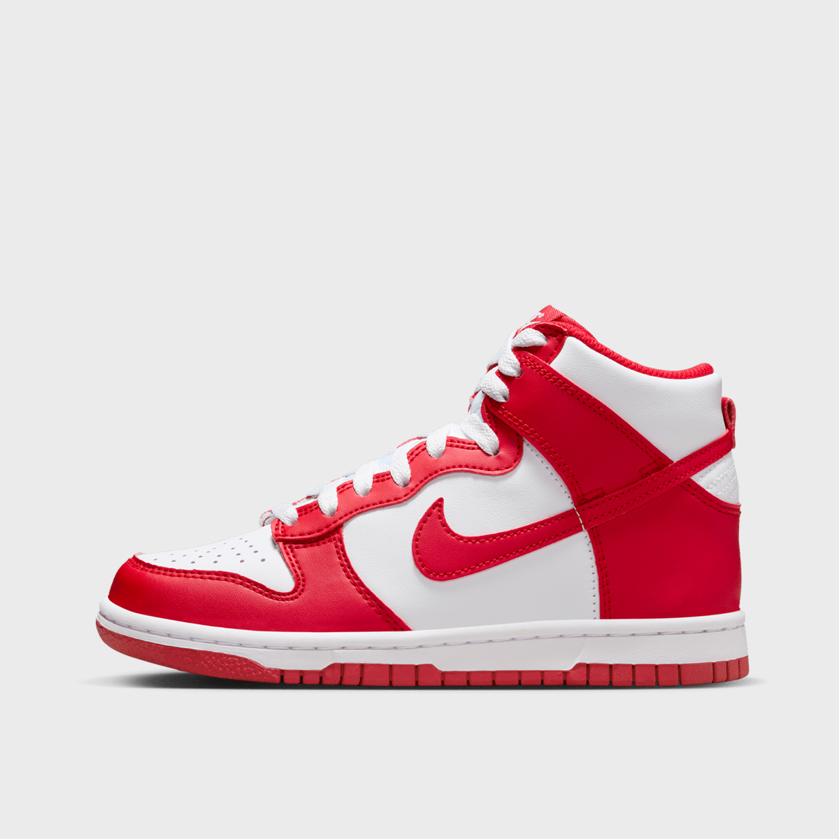 Dunk High (GS), NIKE, Footwear, white/university red, taille: 36