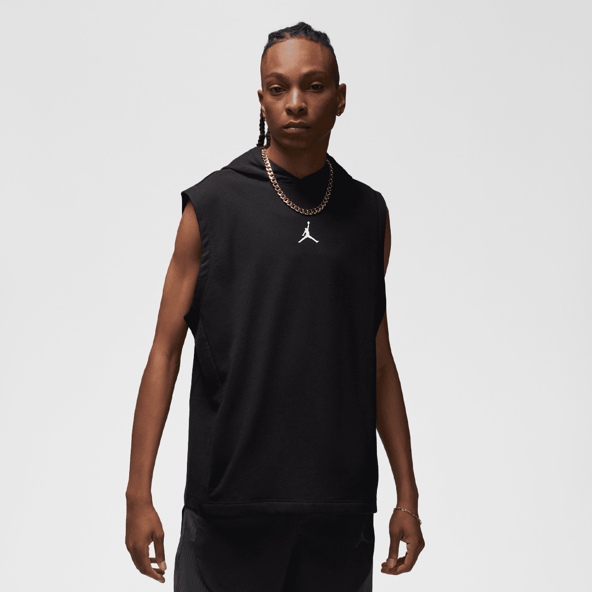 dri-fit sport fleece sleeveless pullover, jordan, apparel, black/white, taille: s