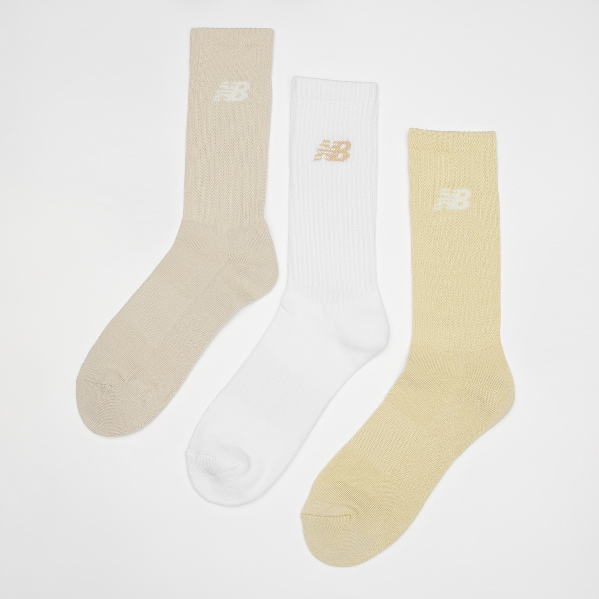 Lifestyle Cushioned Crew Socks (3 Pack), New Balance, Accessoires, white beige, taille: 35-38