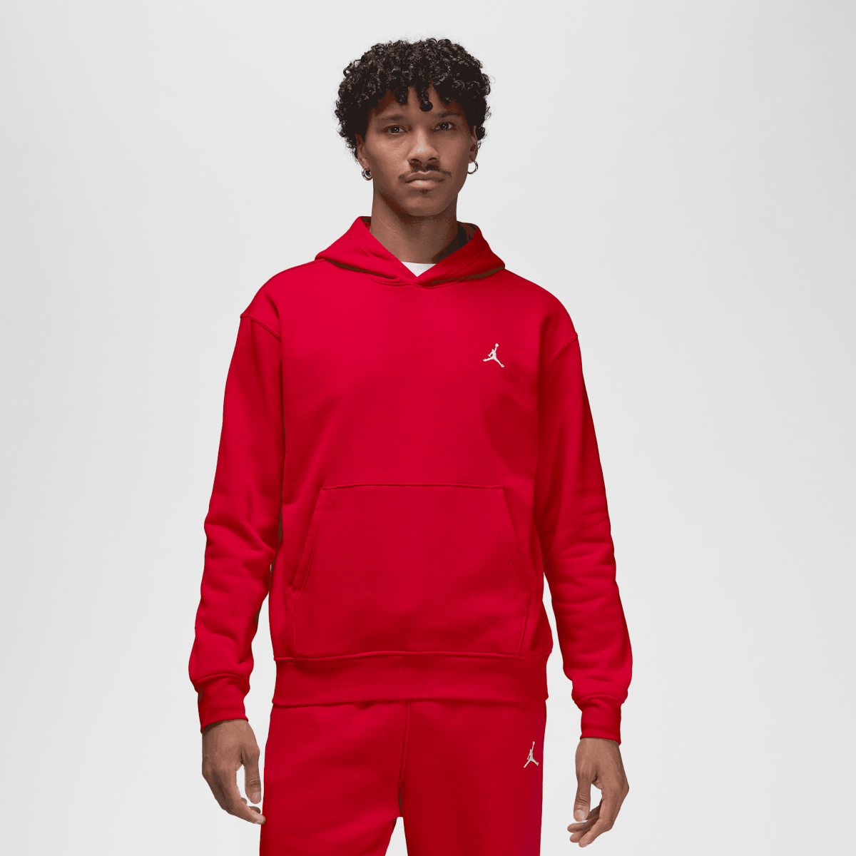 essentials fleece pullover, jordan, apparel, gym red/gym red/gym red/white, taille: l