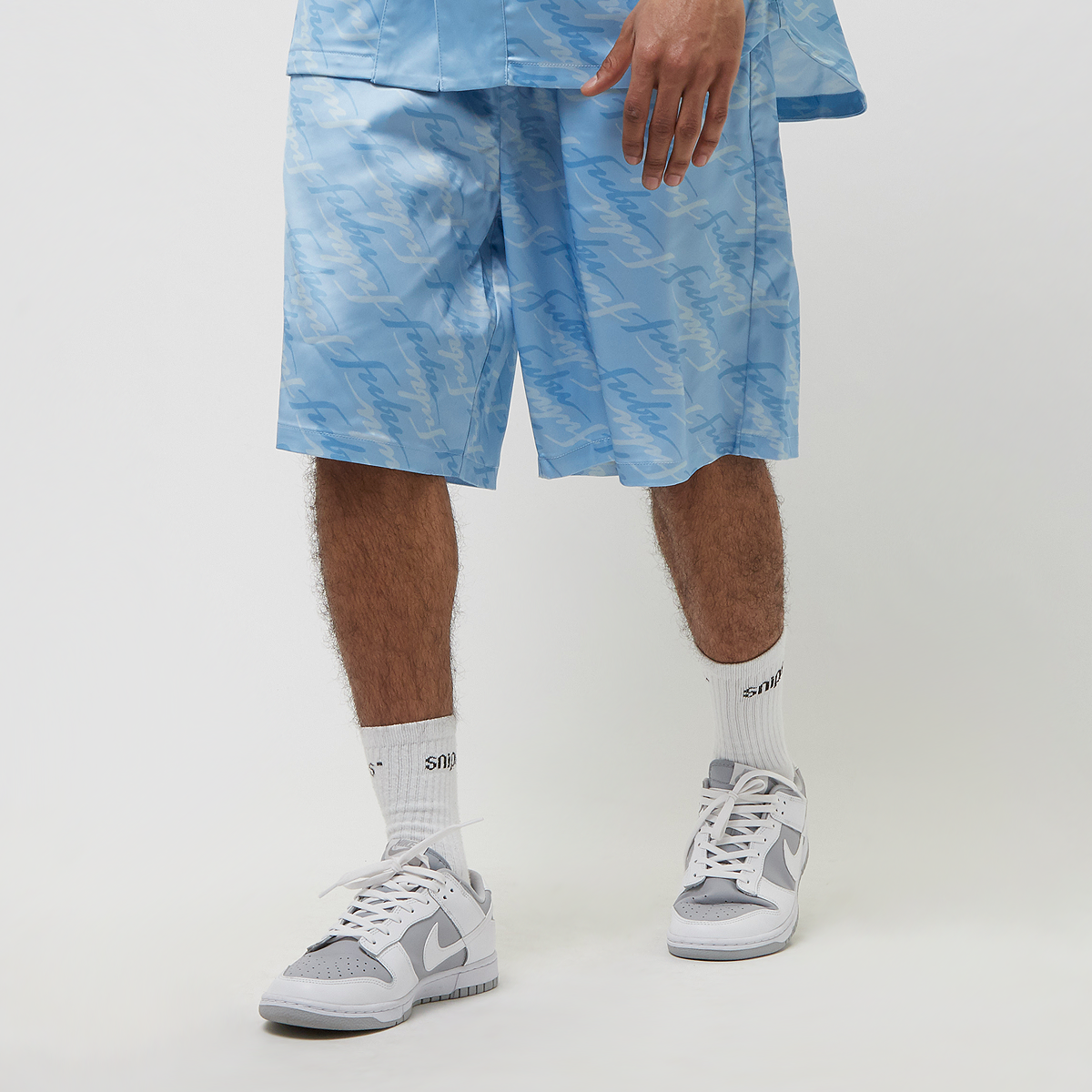 retro all over print shorts, fubu, apparel, light blue, taille: m