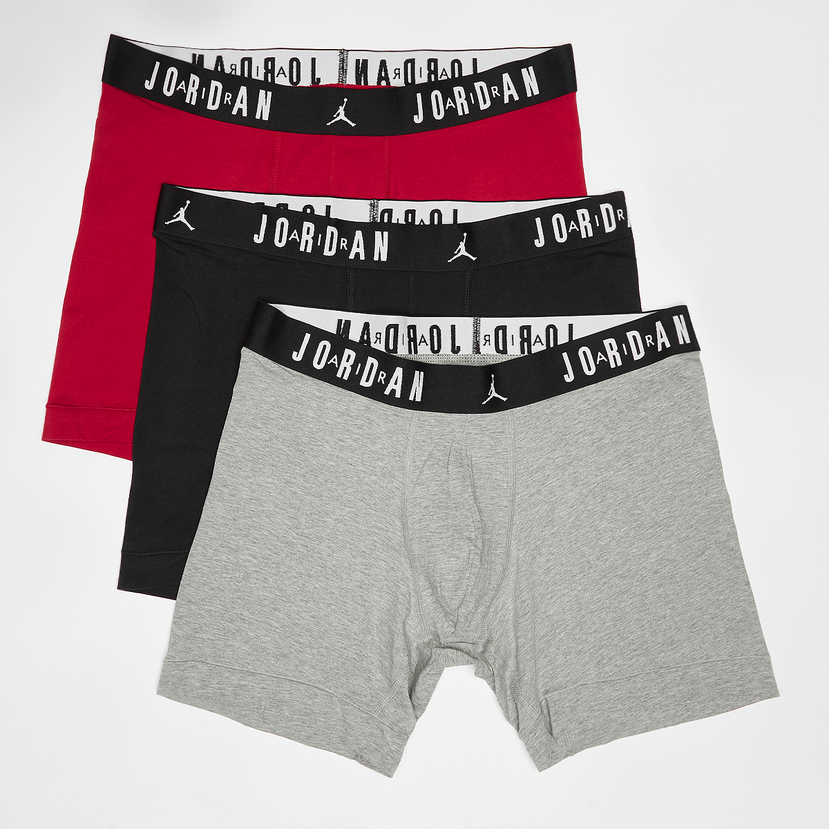 flight cotton core boxer brief (3 pack), jordan, apparel, gym red/black, taille: s