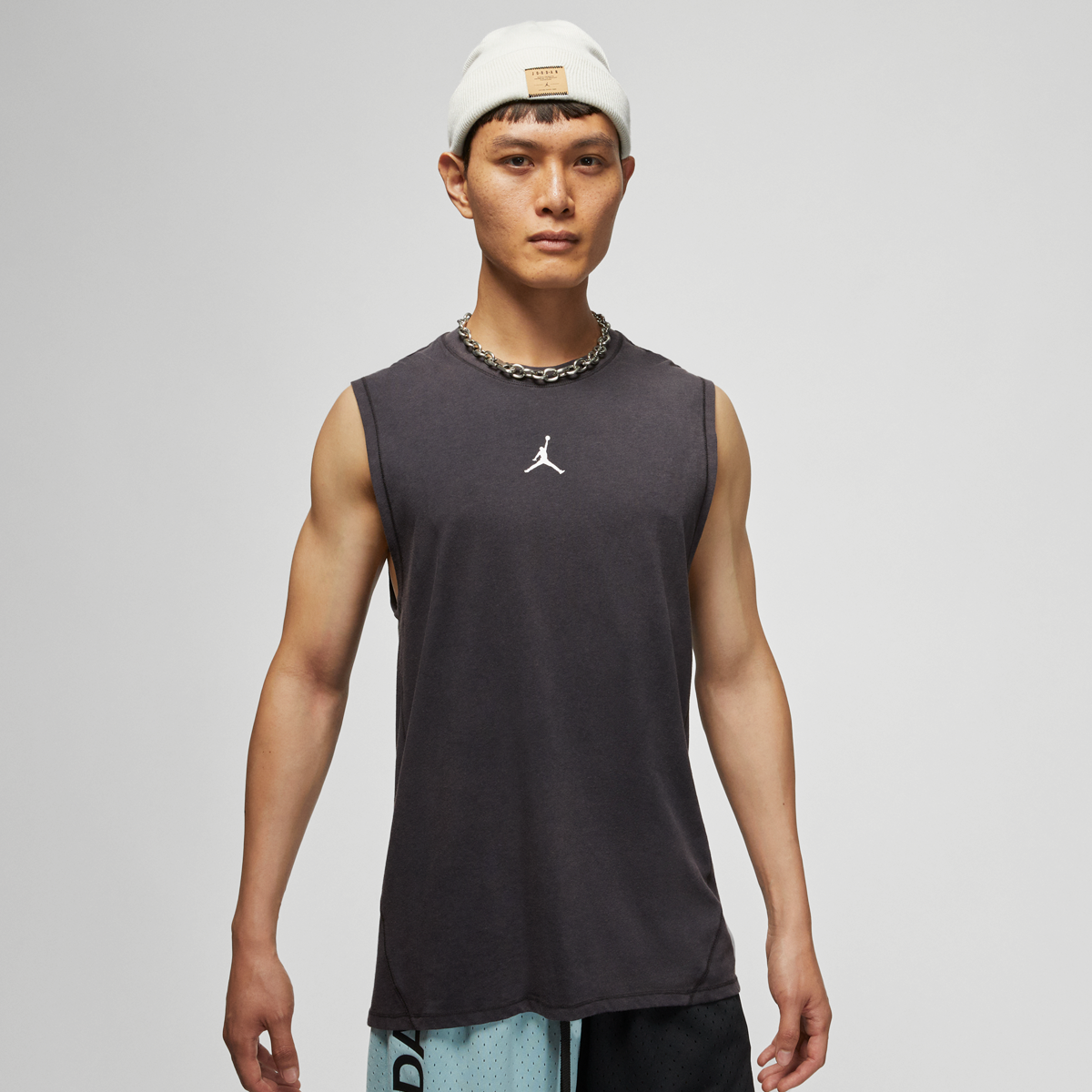 jordan dri-fit sport sleeveless top, débardeurs, vêtements, black/white, taille: s, tailles disponibles:s