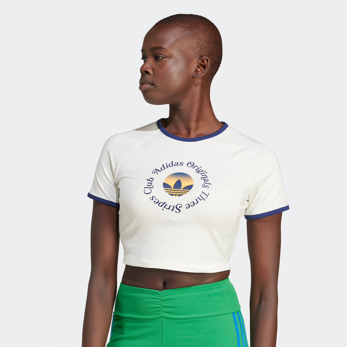 T-Shirt Graphic Crop Summer Glow, adidas Originals, Apparel, off white, taille: XS