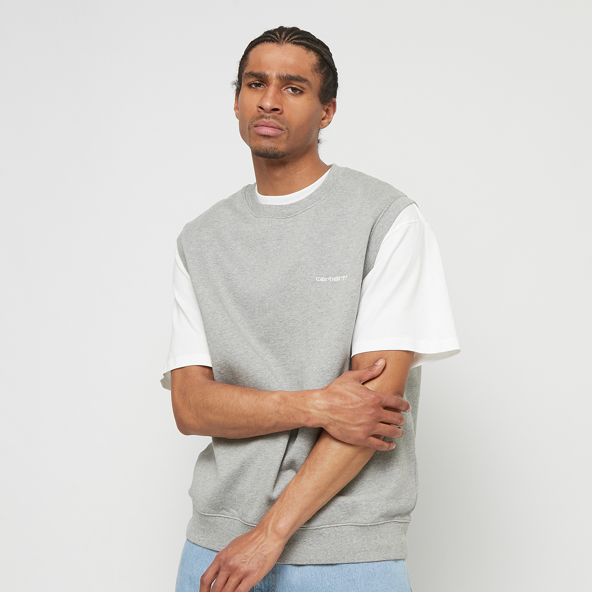 Script Vest Sweatshirt, Carhartt WIP, Apparel, grey heather/white, taille: S